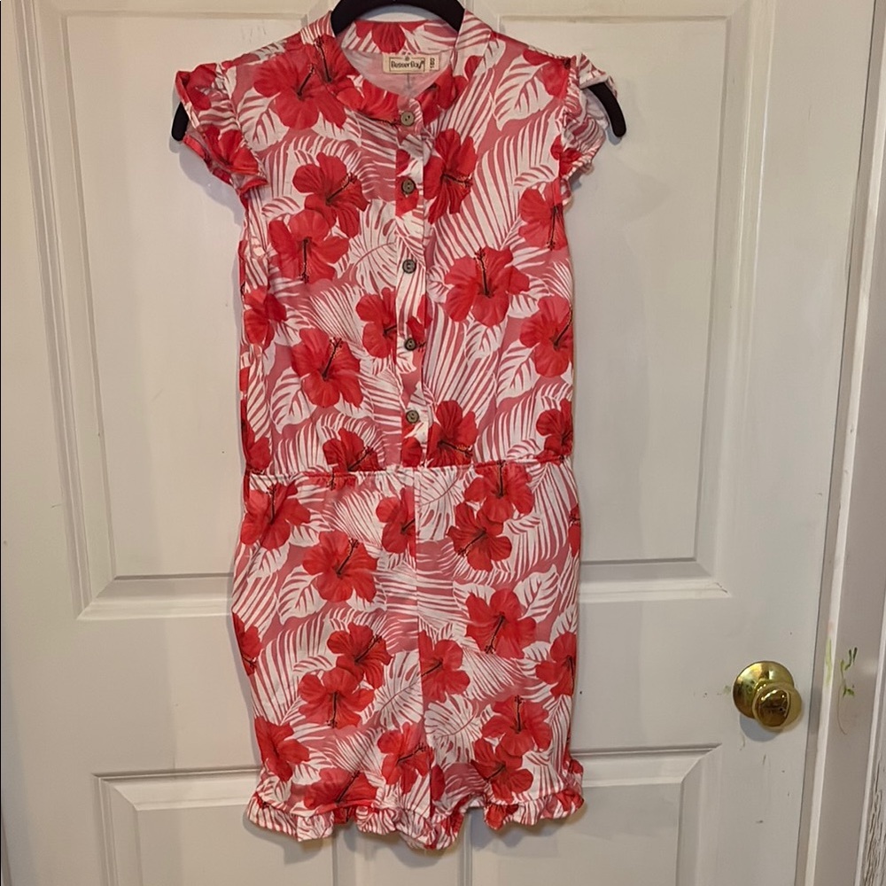 Floral Red Kids One Piece